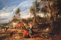 Sir Peter Paul Rubens milkmaids mit Rinder in einer Landschaft The Farm in Laeken